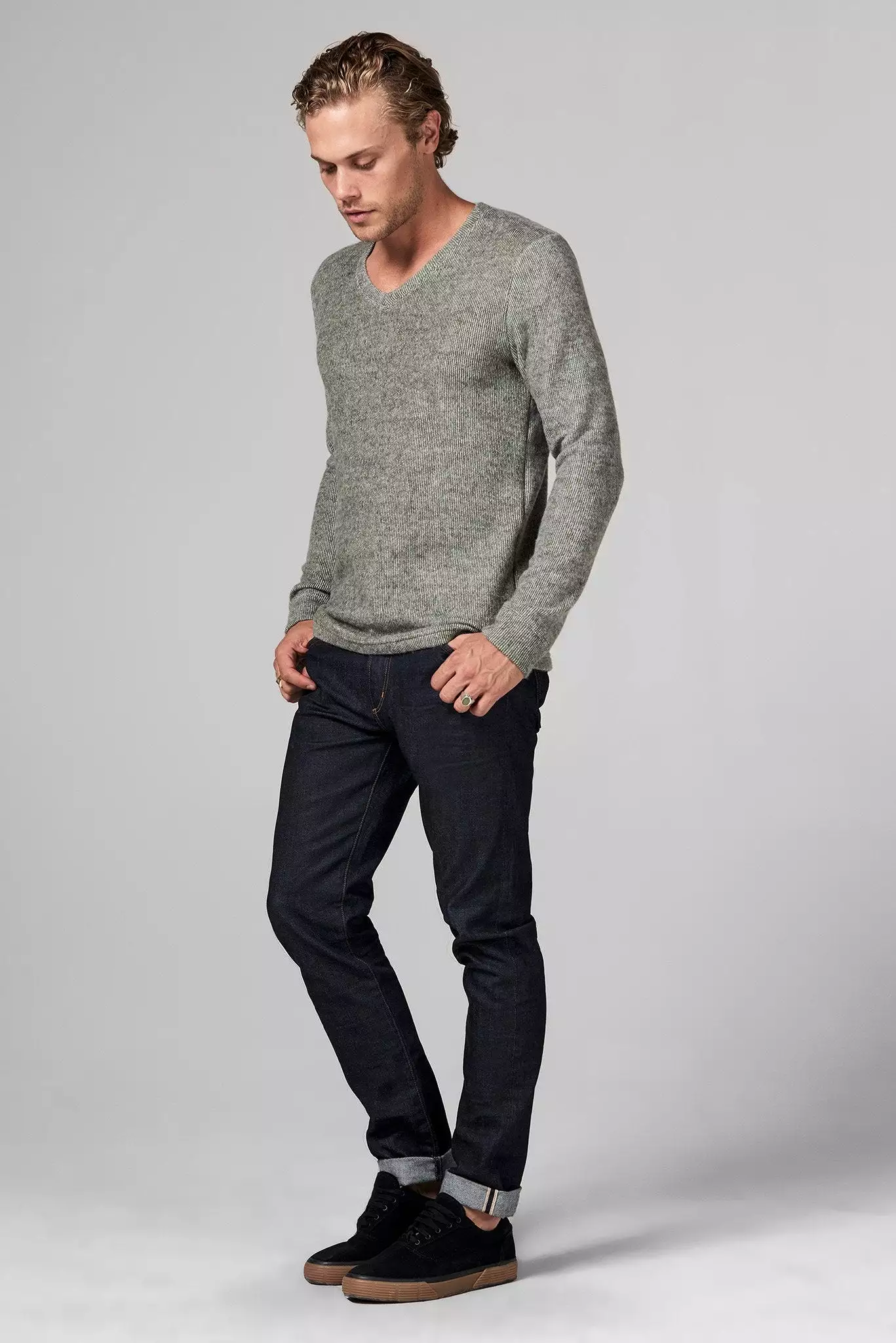 Men's Soft Knit Melange V-Neck Sweater