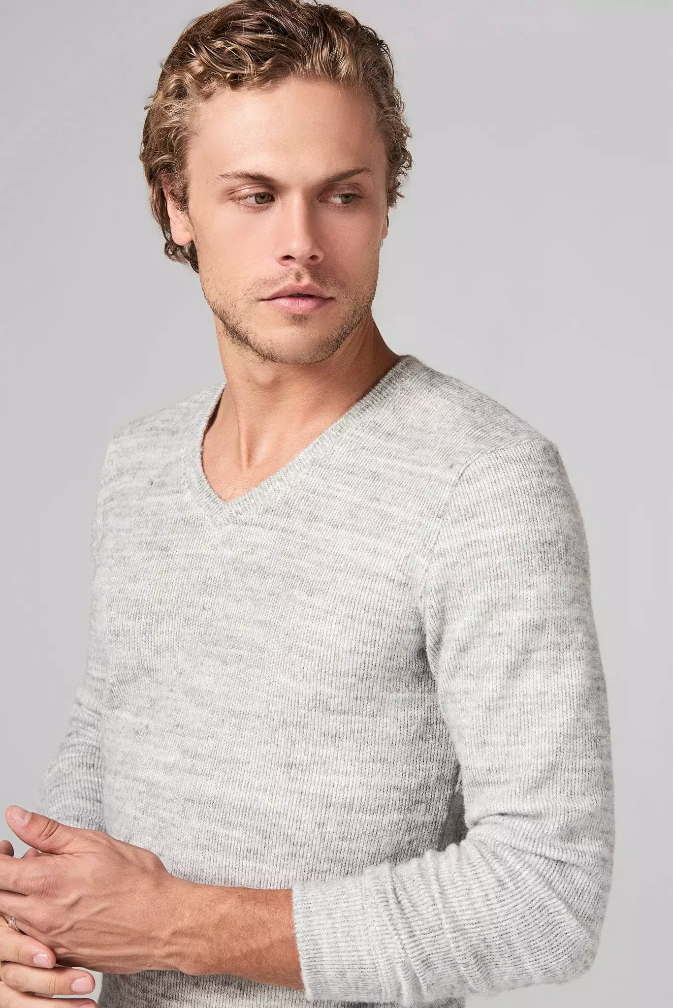 Men's Soft Knit Melange V-Neck Sweater