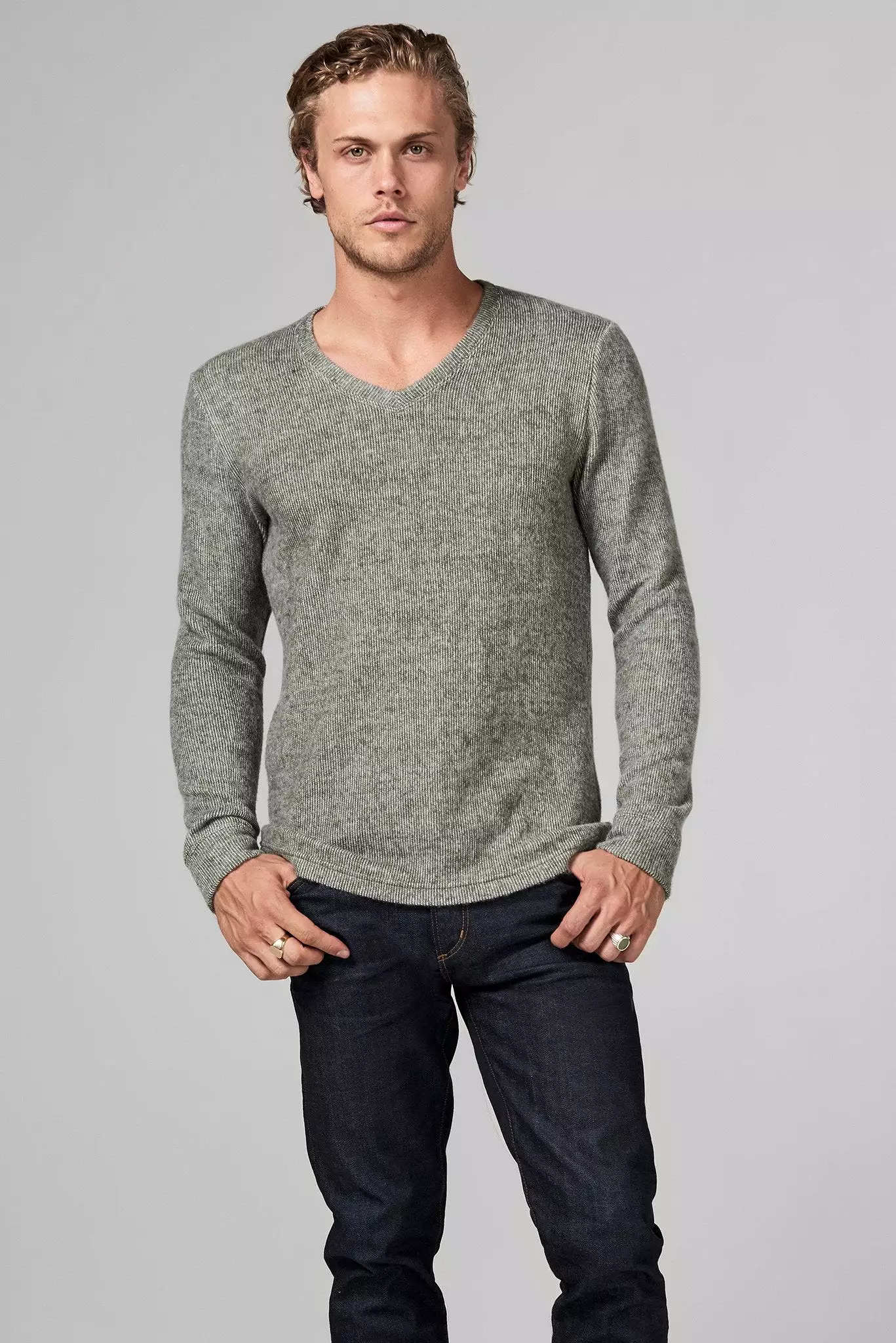 Men's Soft Knit Melange V-Neck Sweater