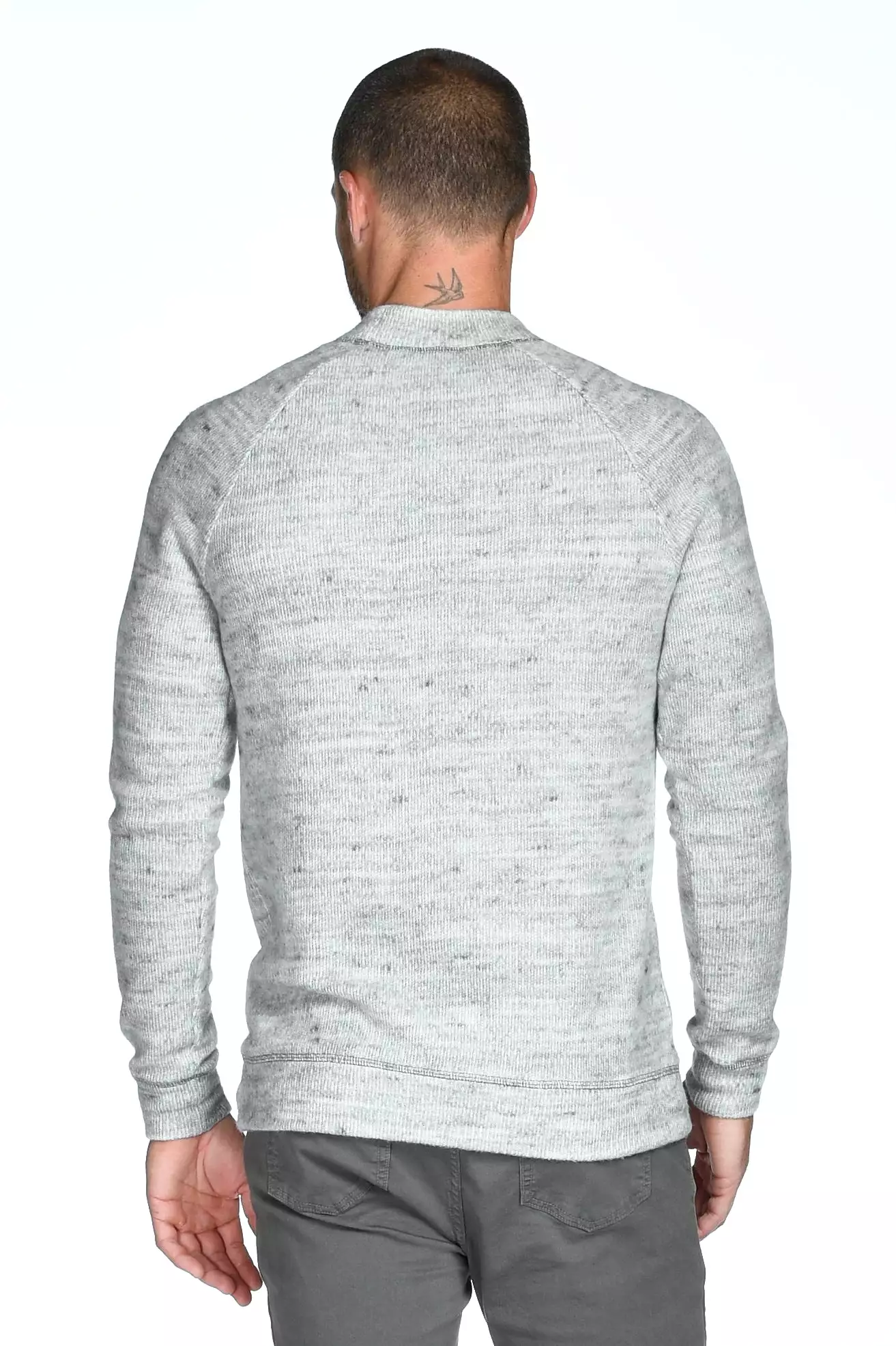 Men's Soft Knit Melange Wide Neck Pullover Sweater