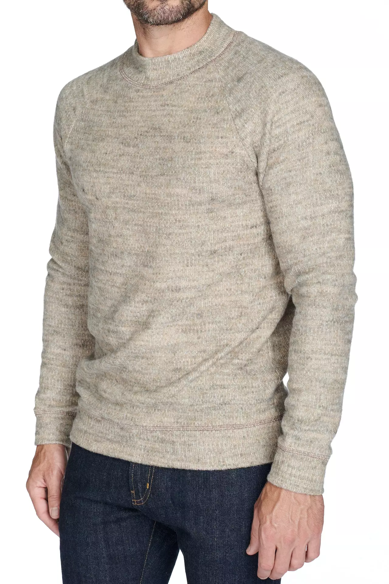 Men's Soft Knit Melange Wide Neck Pullover Sweater