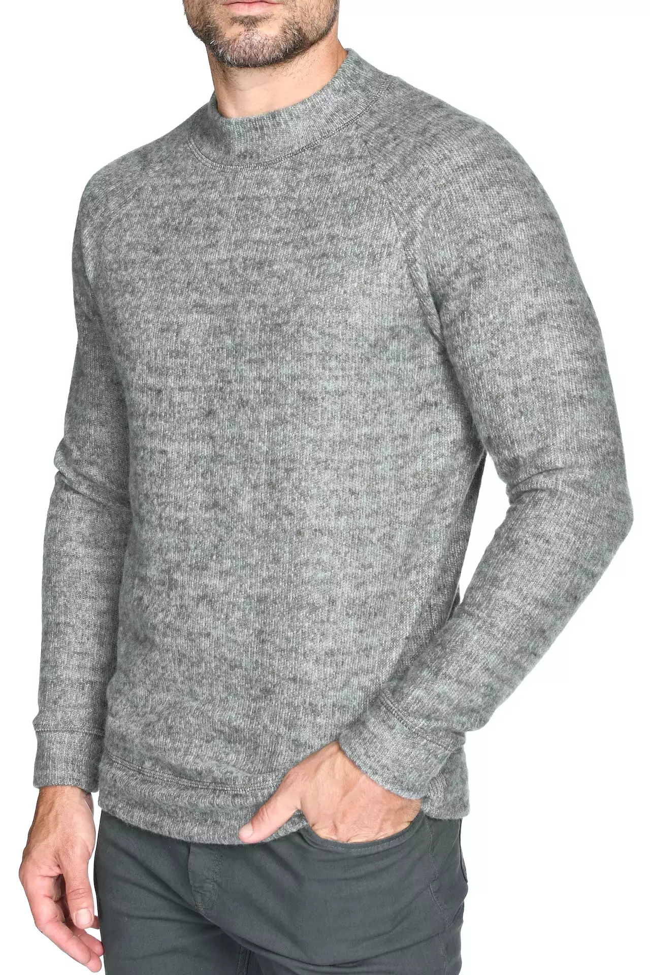 Men's Soft Knit Melange Wide Neck Pullover Sweater