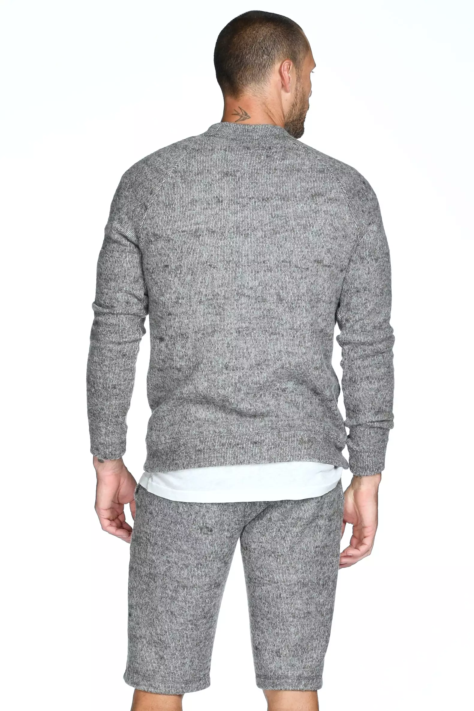 Men's Soft Knit Melange Wide Neck Pullover Sweater