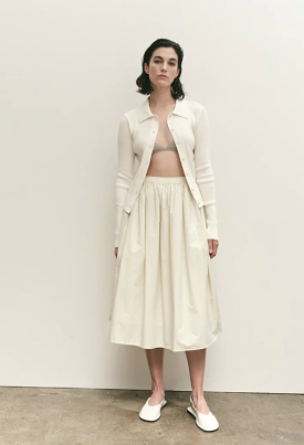 Mijeong Park Gathered Midi Skirt in Cream