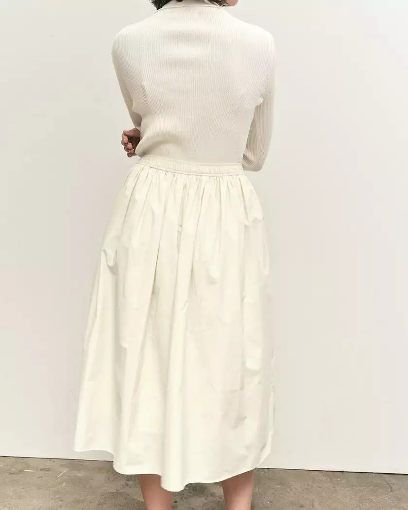 Mijeong Park Gathered Midi Skirt in Cream