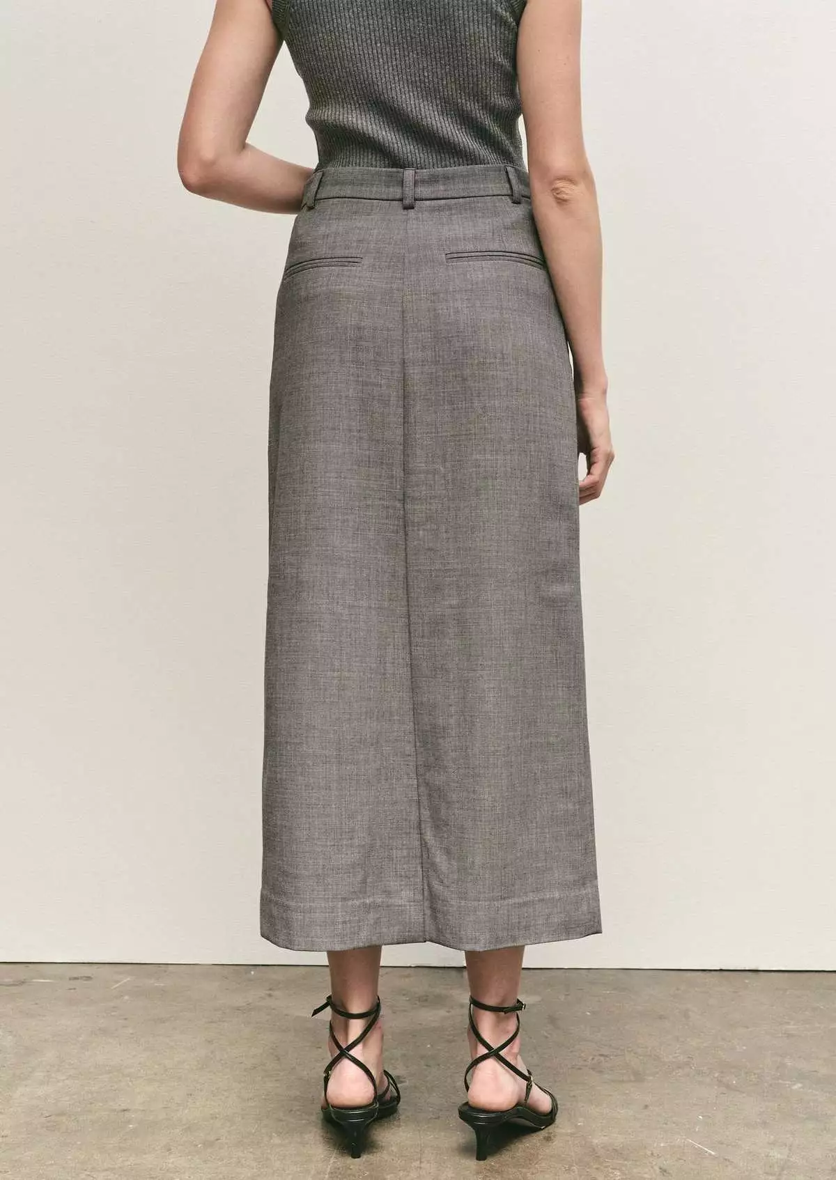 Mijeong Park Split Back Midi Skirt in Gray