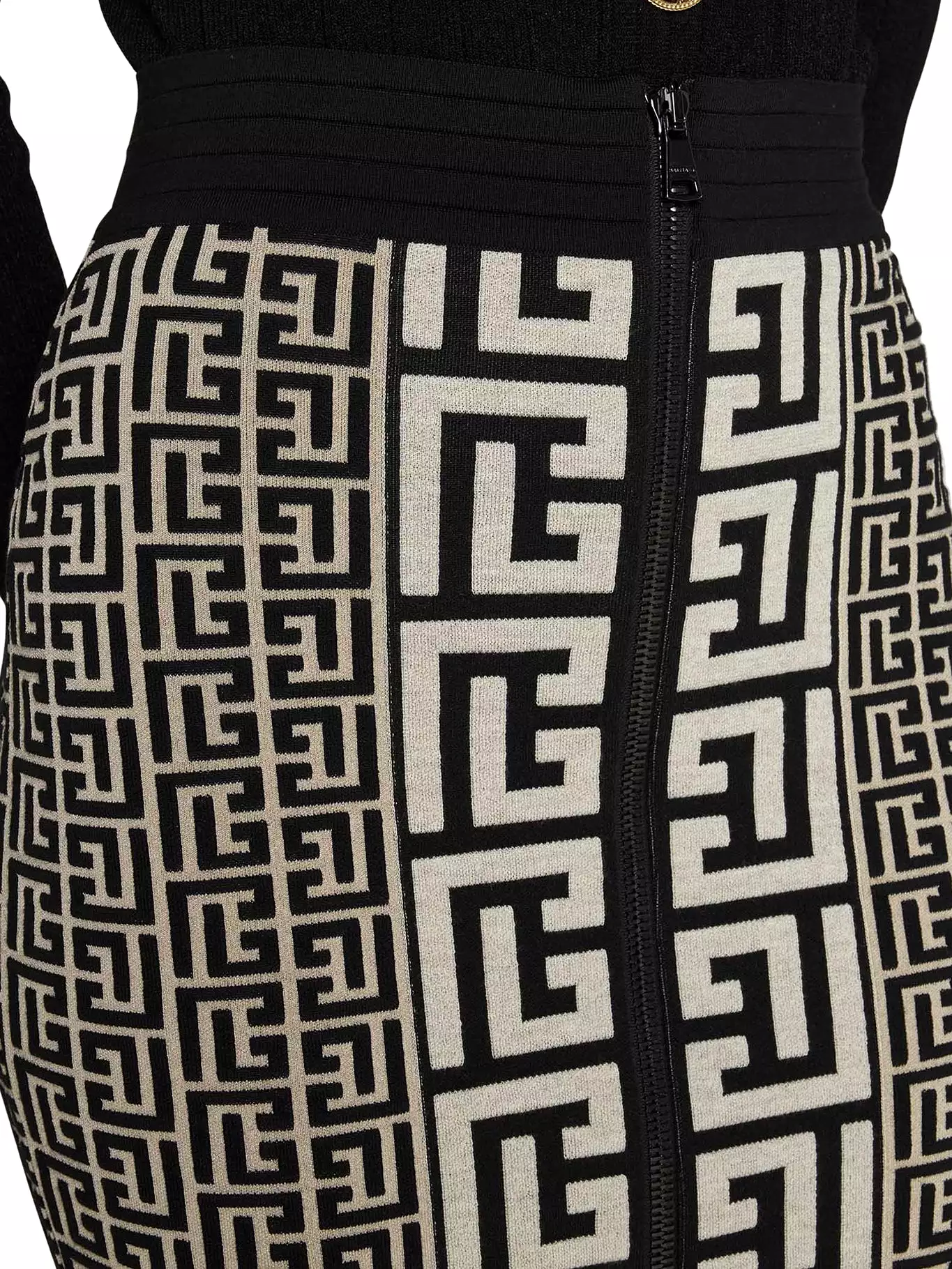 Monogram wool and viscose blend skirt