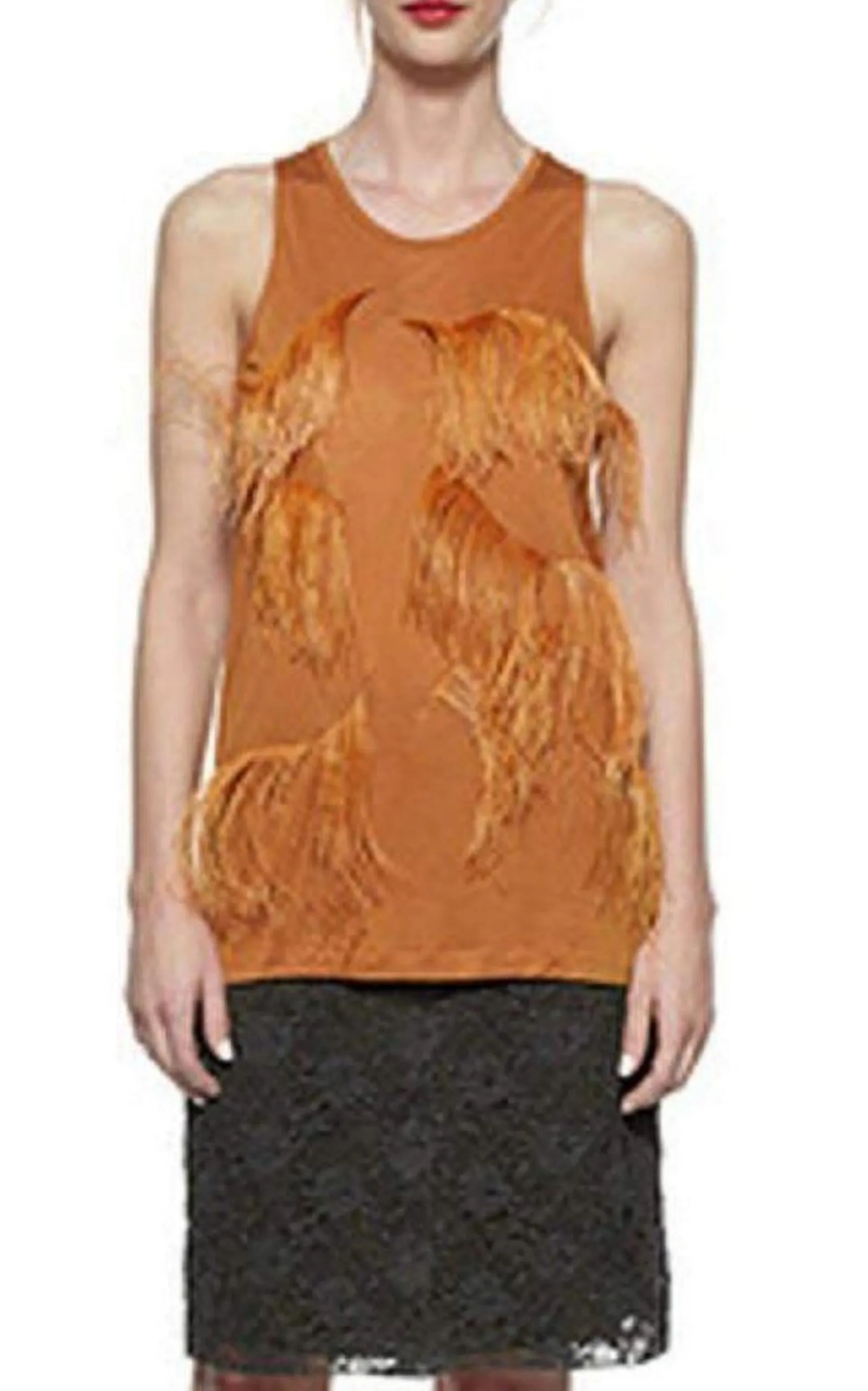 NINA RICCI  |Amber Feather-embellished stretch-jersey top