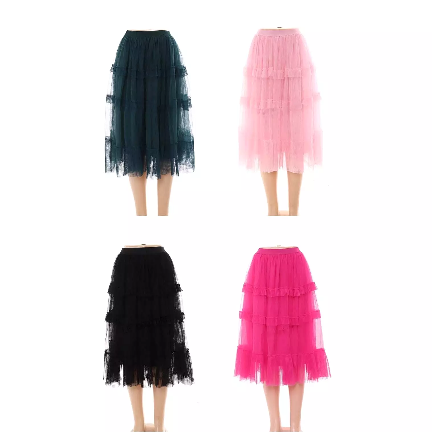 Patchwork Plain Tulle Skirts