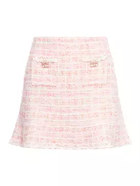 PINK CHECK KNIT SKIRT