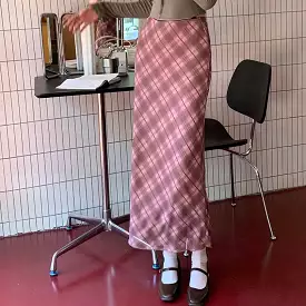 Pink Plaid Maxi Skirt