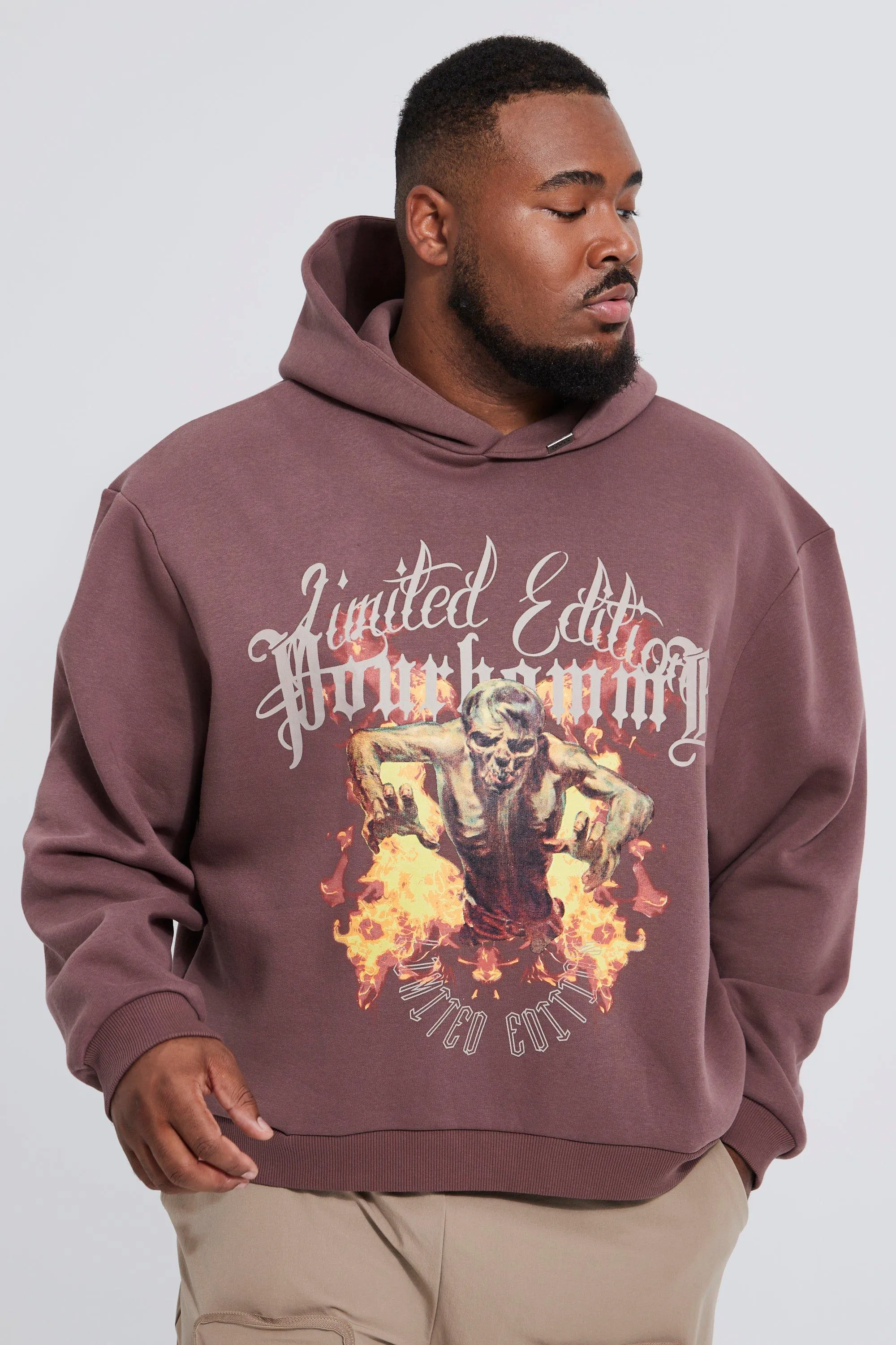 Plus Oversized Boxy Zombie Graphic Hoodie