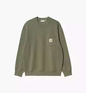 Pocket Sweater Mens Crew - Green