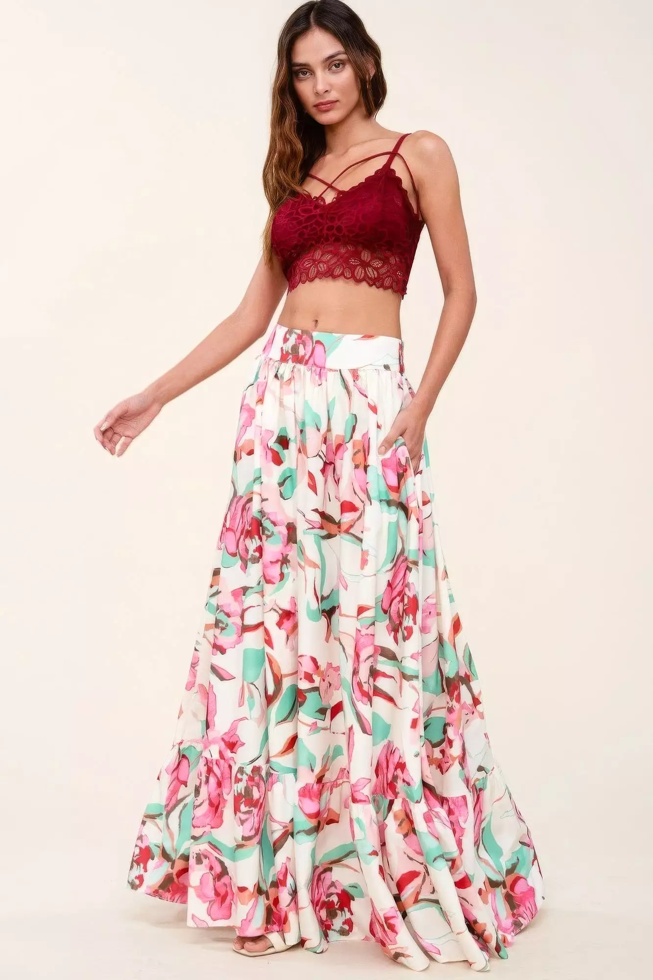 Printed Maxi Skirt With Pockets