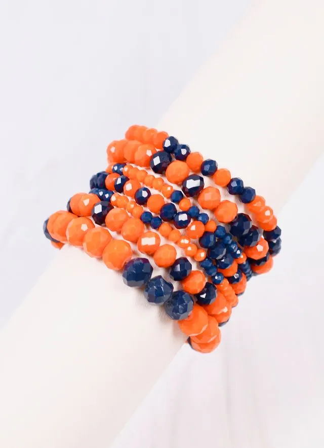 Pryce Glass Bead Bracelet Set ORANGE NAVY