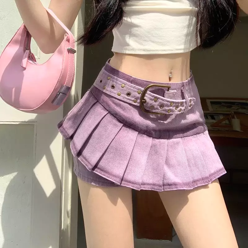 Purple Mini Buckle Skirt