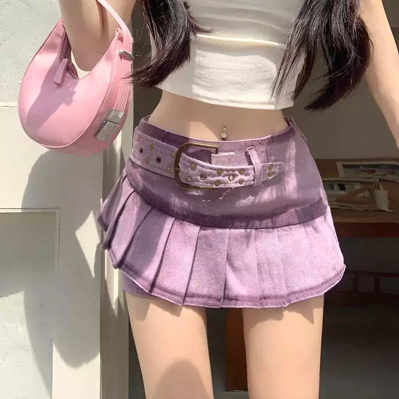 Purple Mini Buckle Skirt