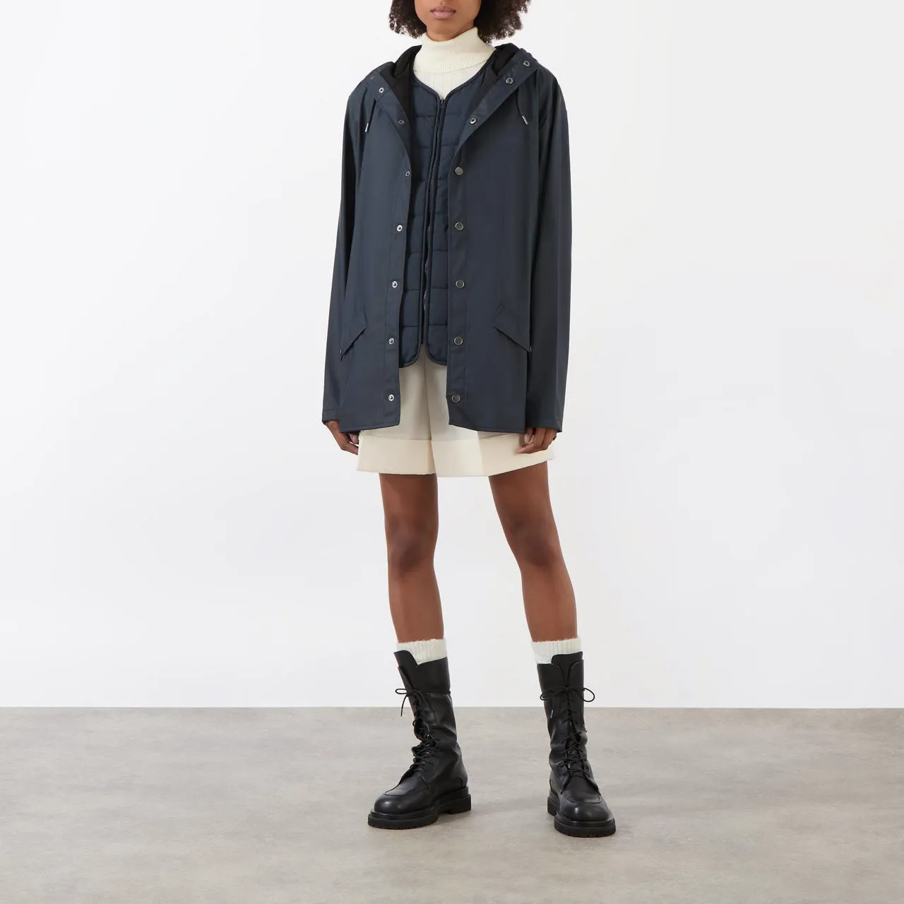 RAINS Mid Length Jacket Unisex - Navy