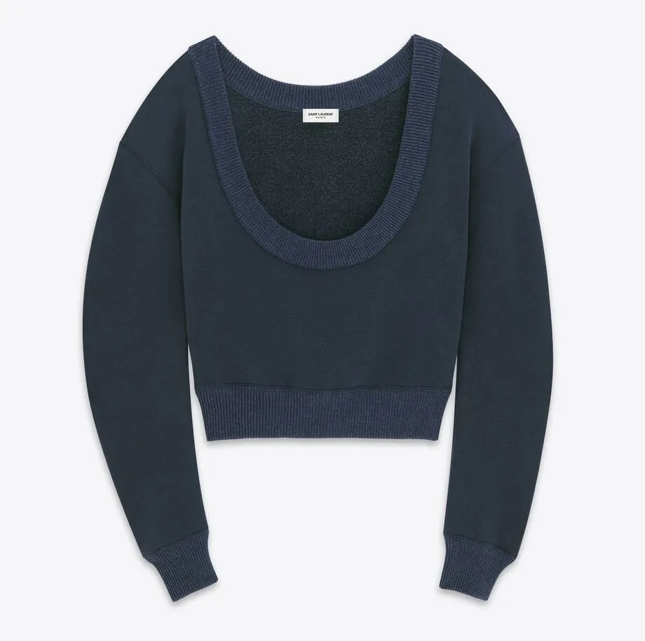 Saint Laurent  |773607YBWU23940 SCOOP-NECK CROPPED SWEATSHIRT