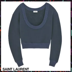 Saint Laurent  |773607YBWU23940 SCOOP-NECK CROPPED SWEATSHIRT