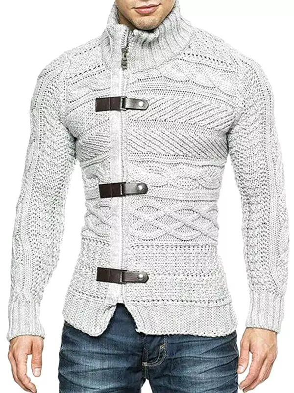 Side Buckle Men Cardigan Sweater