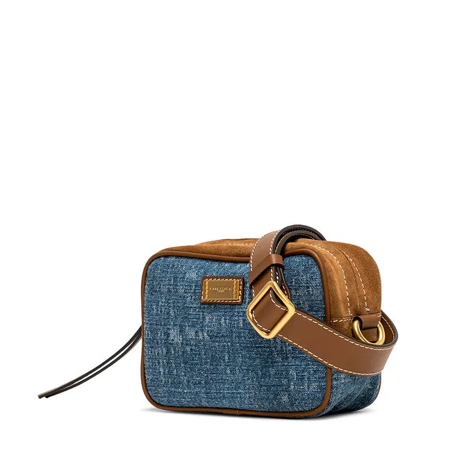 SMALL ALYSSA SHOULDER STRAP IN DENIM Woman Leather