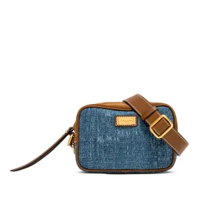 SMALL ALYSSA SHOULDER STRAP IN DENIM Woman Leather