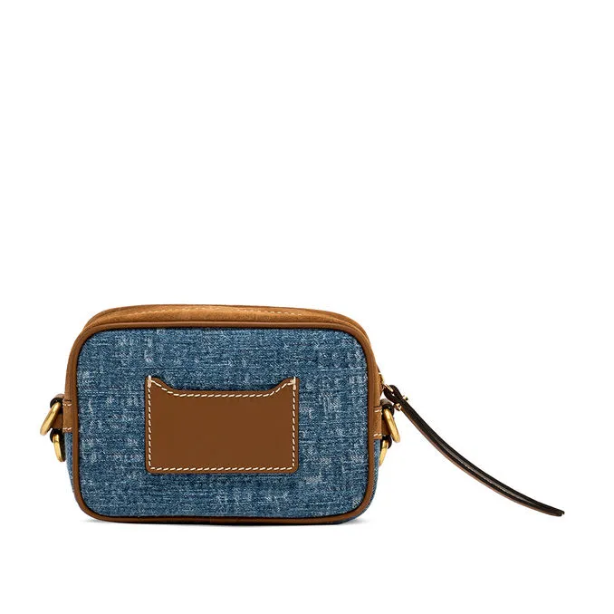 SMALL ALYSSA SHOULDER STRAP IN DENIM Woman Leather