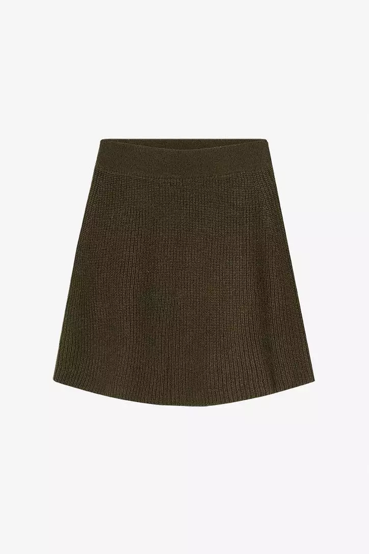 THE CASHMERE MINI SKIRT - ARMY GREEN