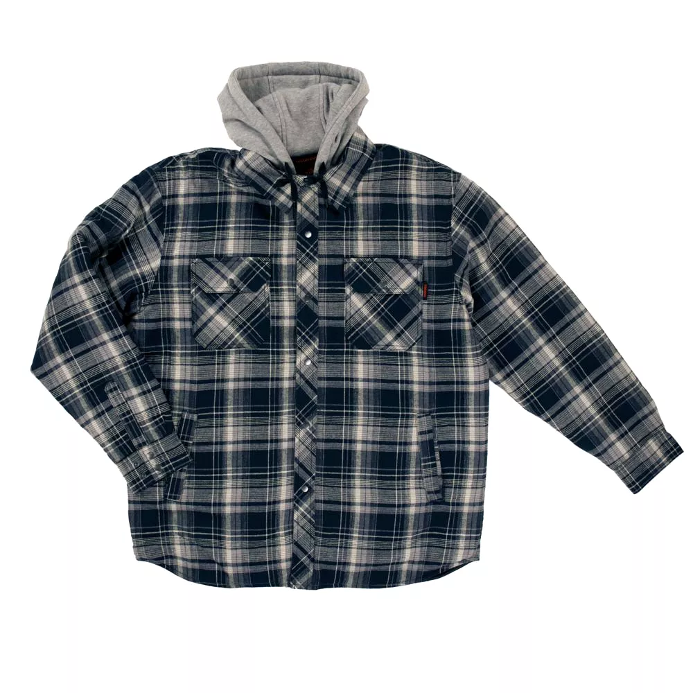 Tough Duck Men's Flannel Hooded Shirt Jacket - Blue WS06