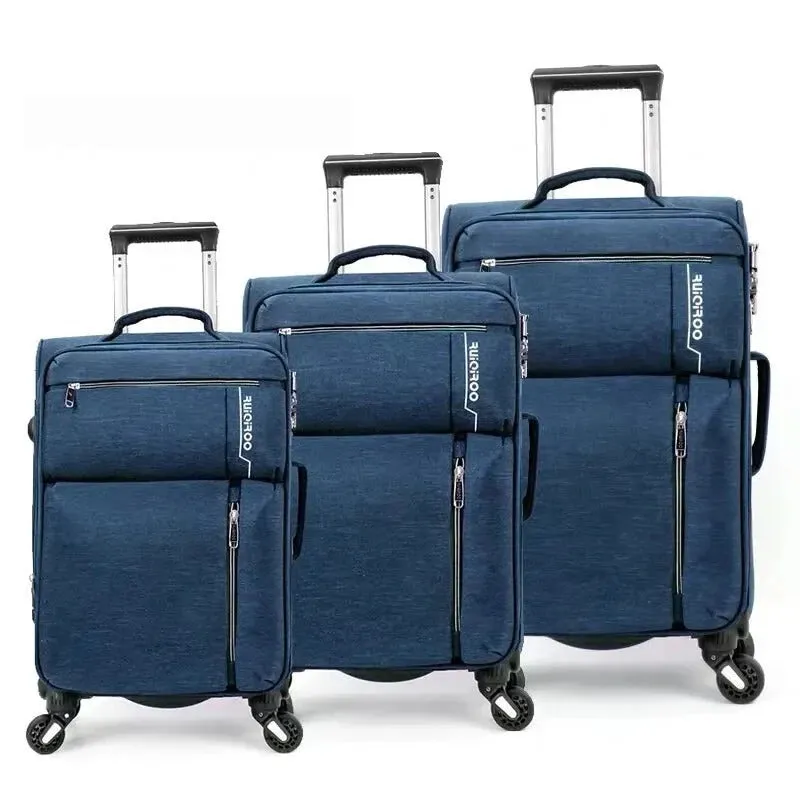 Unisex Business Travel Rolling Wheel Carry-On Oxford Suitcase Set