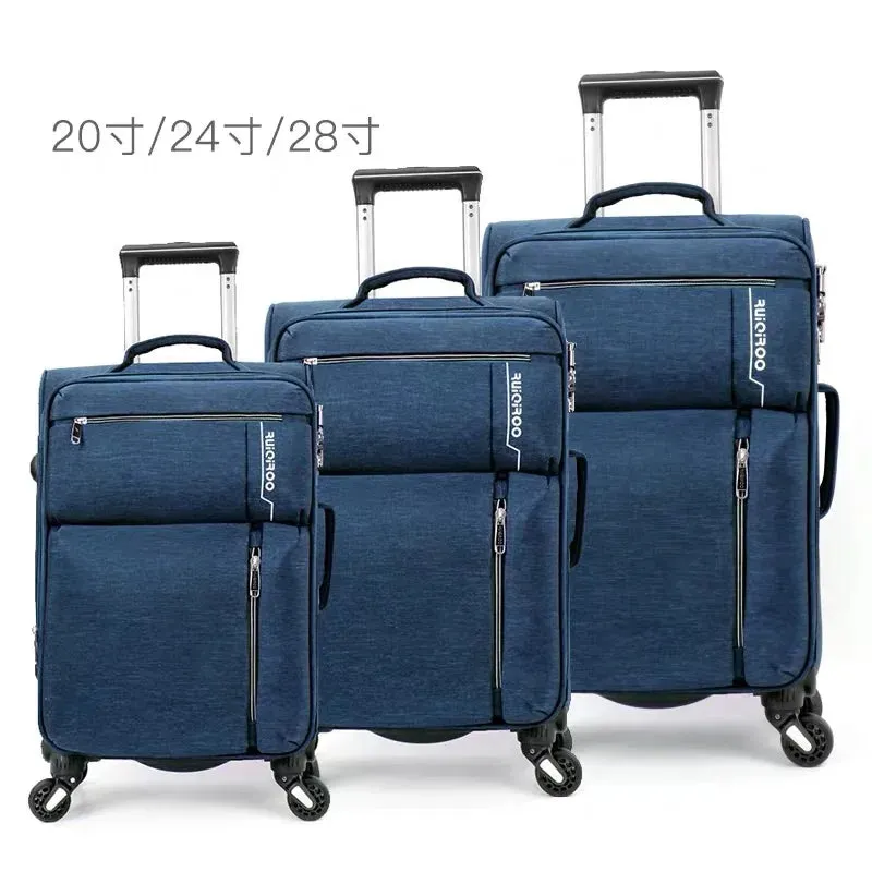 Unisex Business Travel Rolling Wheel Carry-On Oxford Suitcase Set