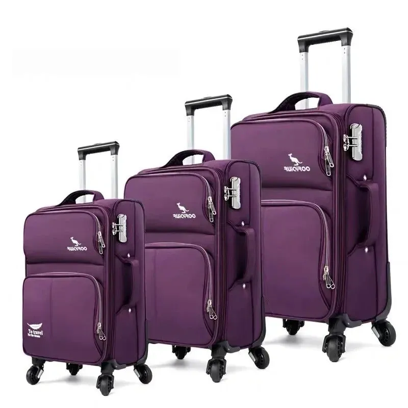 Unisex Business Travel Rolling Wheel Carry-On Oxford Suitcase Set