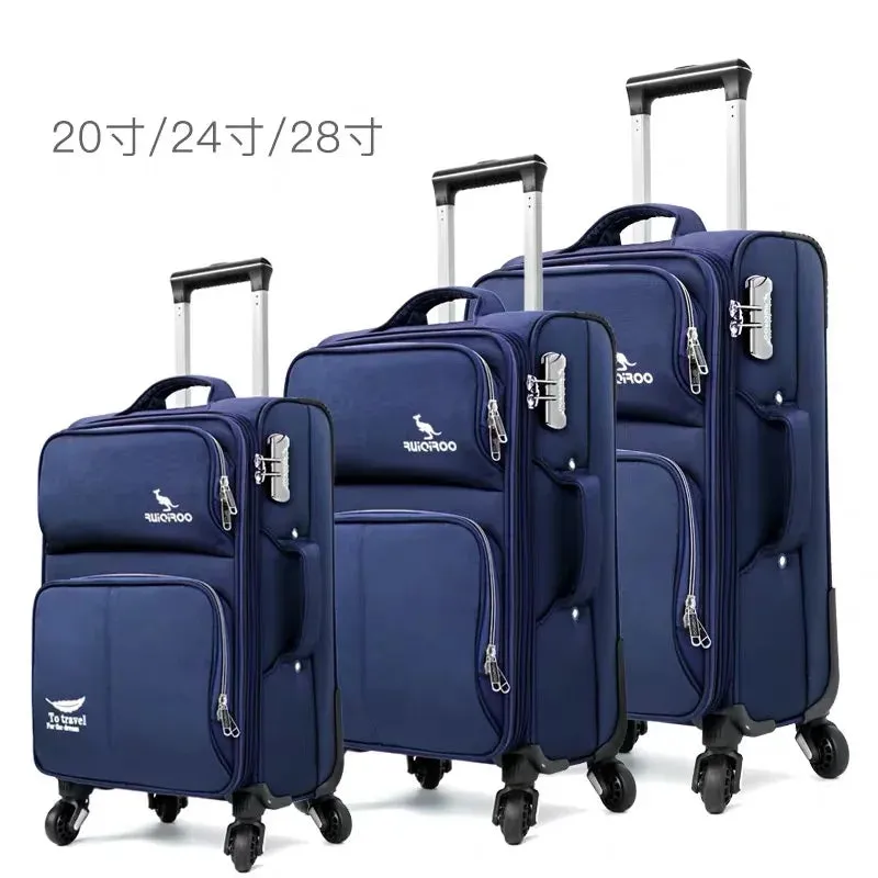 Unisex Business Travel Rolling Wheel Carry-On Oxford Suitcase Set