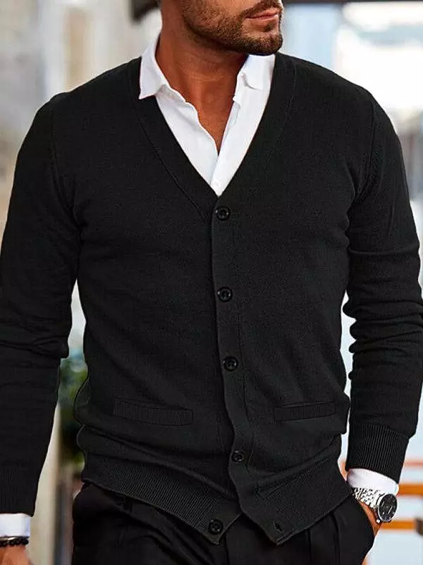 V-Neck Men Cardigan Sweater