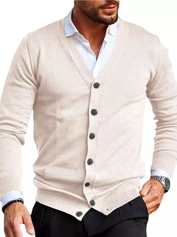 V-Neck Men Cardigan Sweater