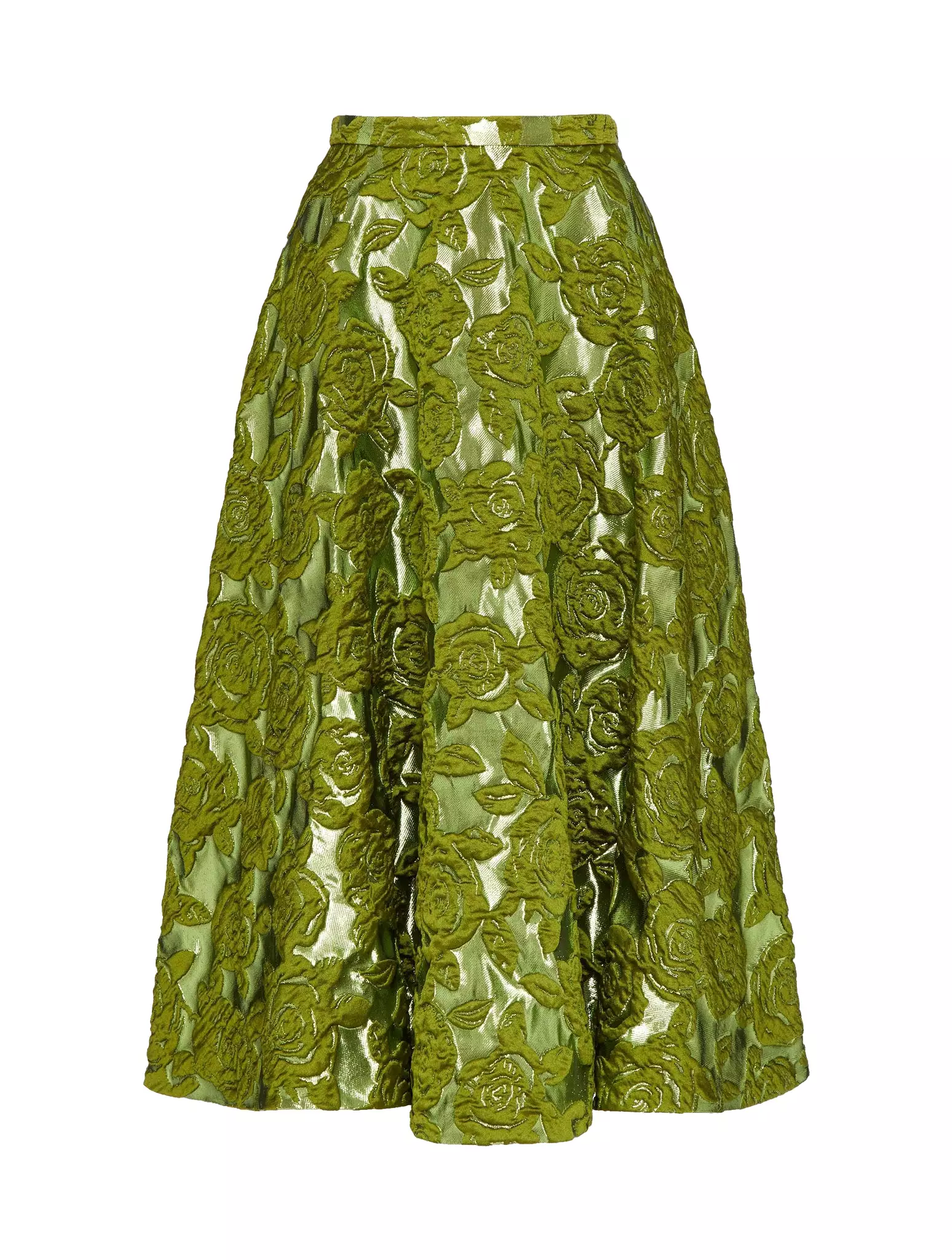 VALENTINO ROSE MOIRE` BROCADE MIDI SKIRT