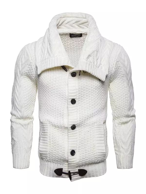 Wide Collar Men Cardigan Sweater