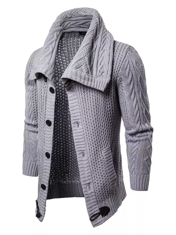 Wide Collar Men Cardigan Sweater