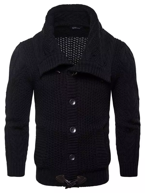 Wide Collar Men Cardigan Sweater