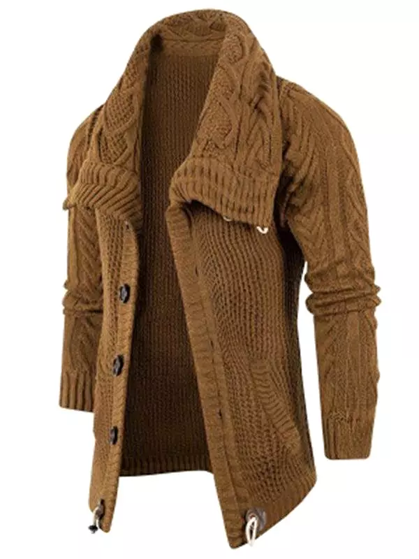 Wide Collar Men Cardigan Sweater