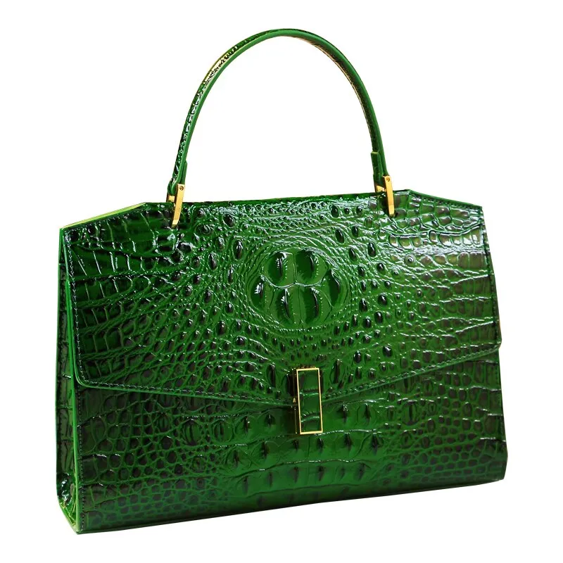 Women's Alligator Pattern Interior Zipper Portable Shoulder Handbag