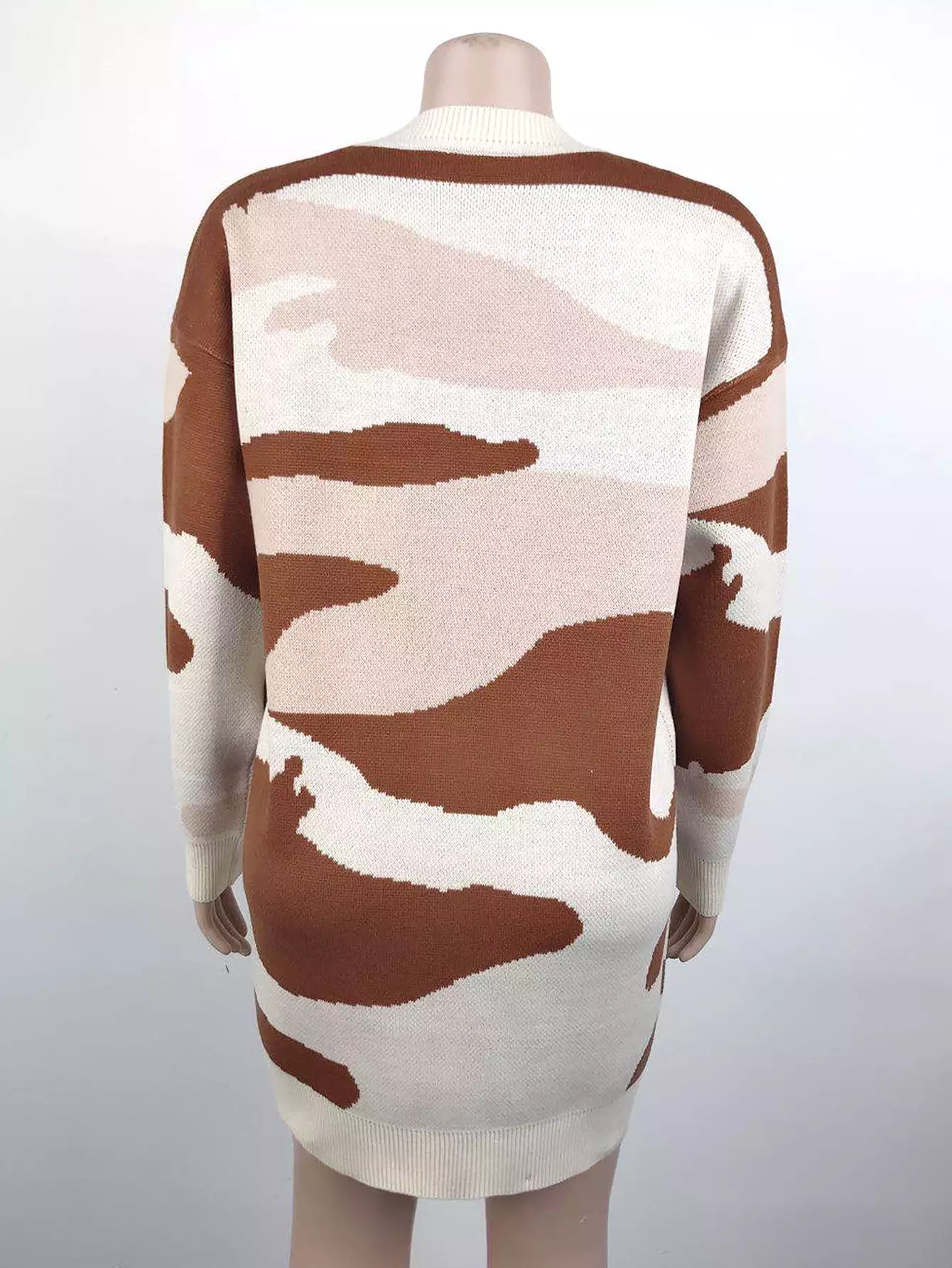 Women's Cardigans Kniting Bicolor Camo Long Sleeves