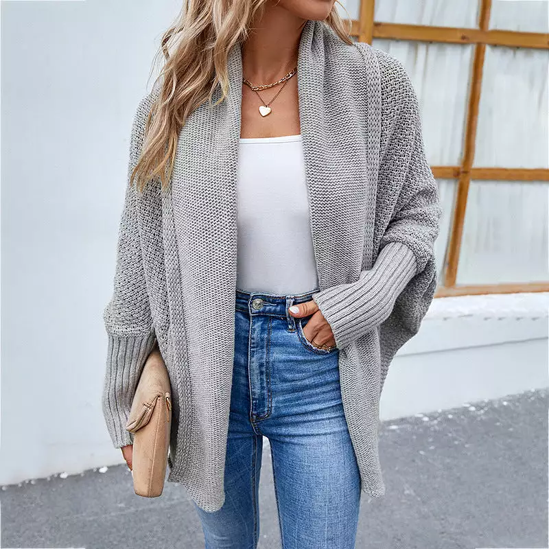 Women's Cardigans Kniting Plain Bat Long Sleeves