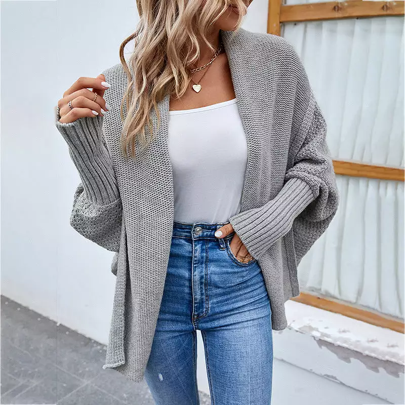 Women's Cardigans Kniting Plain Bat Long Sleeves