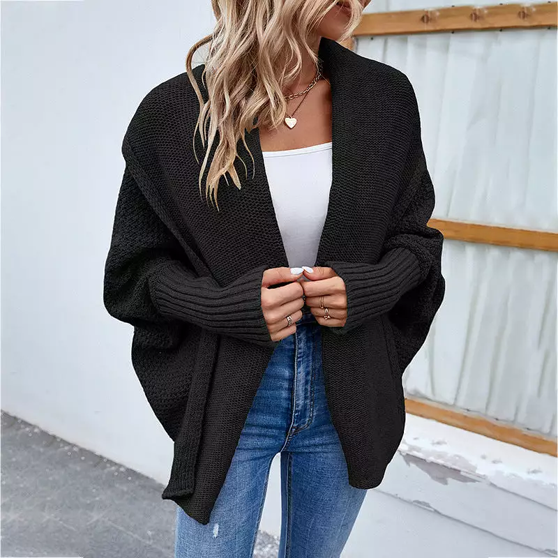 Women's Cardigans Kniting Plain Bat Long Sleeves