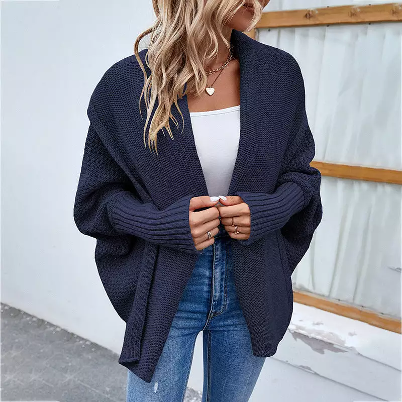 Women's Cardigans Kniting Plain Bat Long Sleeves