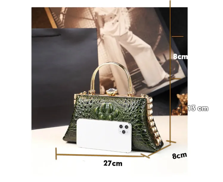 Women's Crocodile Pattern Middle-Aged Portable Shoulder Handbag