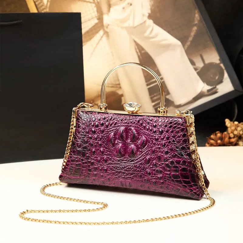 Women's Crocodile Pattern Middle-Aged Portable Shoulder Handbag