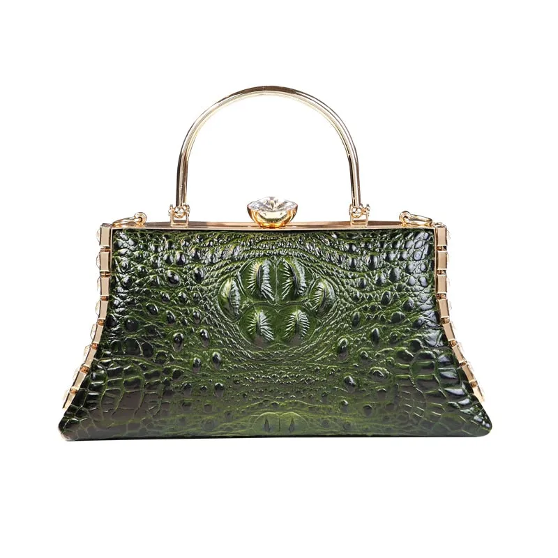 Women's Crocodile Pattern Middle-Aged Portable Shoulder Handbag